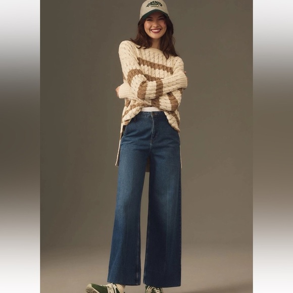 Anthropologie Pilcro Cable-Knit Preppy Striped Sweater - Picture 2 of 14